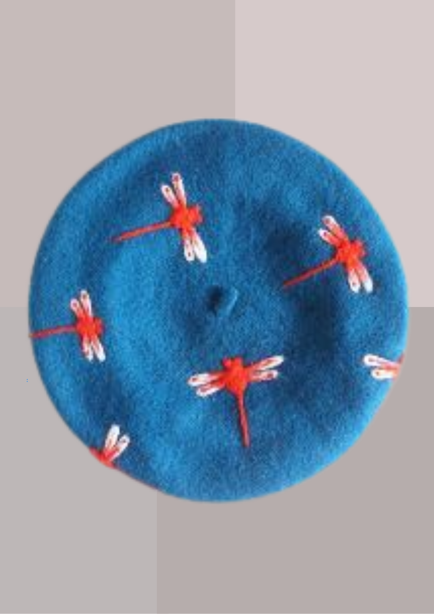 Beret Femme Luxe Bleu Libellules | Cap-Chapeau