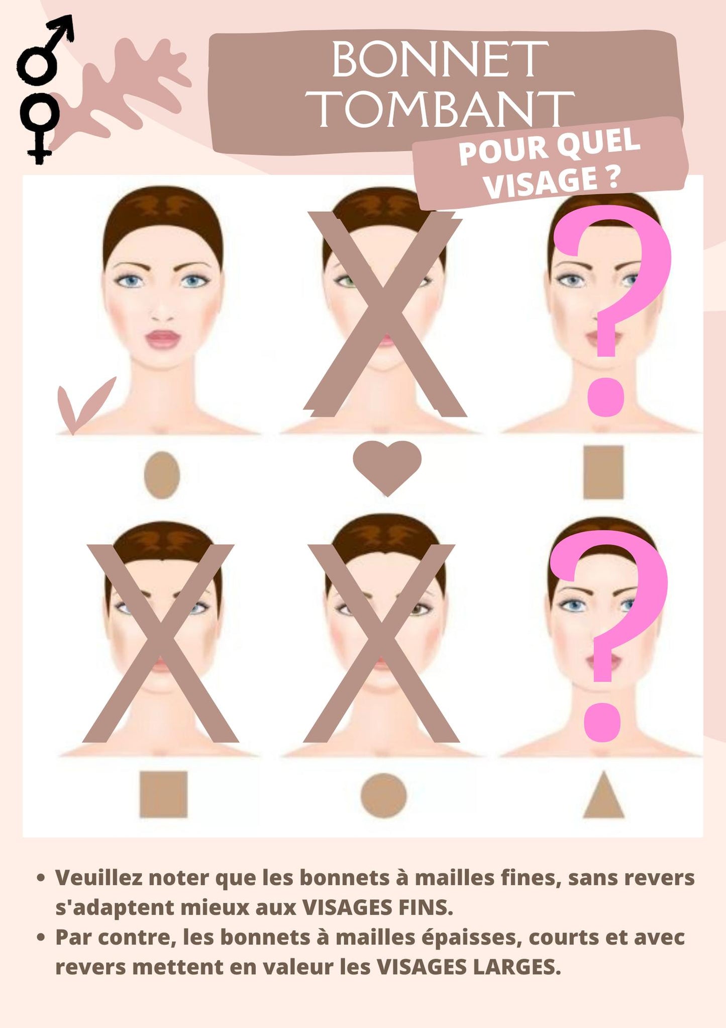 Bonnet tombant femme physiologie visage| Cap-Chapeau