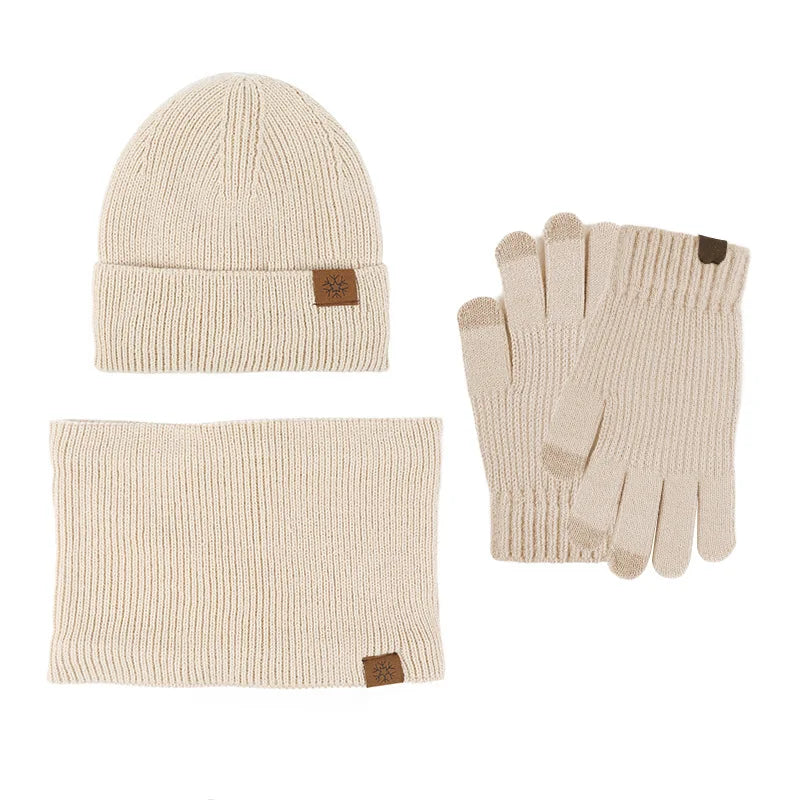 ensemble bonnet echarpe gant femme et enfant creme | Cap-Chapeau