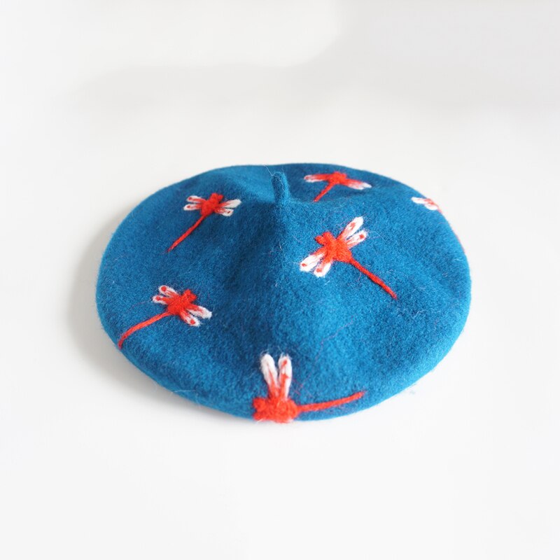 Berret Femme Luxe Bleu Libellules | Cap-Chapeau