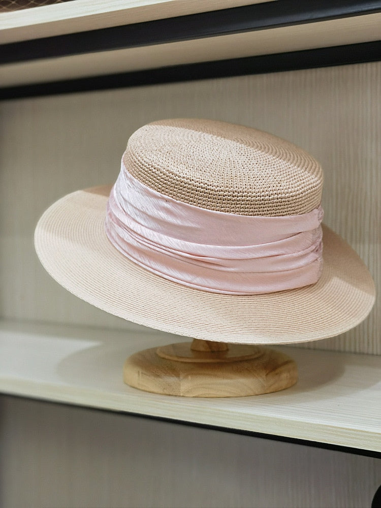 Chapeau de Paille Femme Chic Rose Invitée de Mariage | Cap-Chapeau