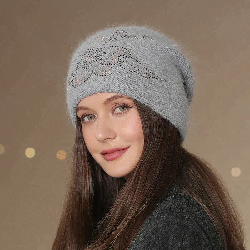 Beau Bonnet Cachemire Fleur Femme | Cap-Chapeau