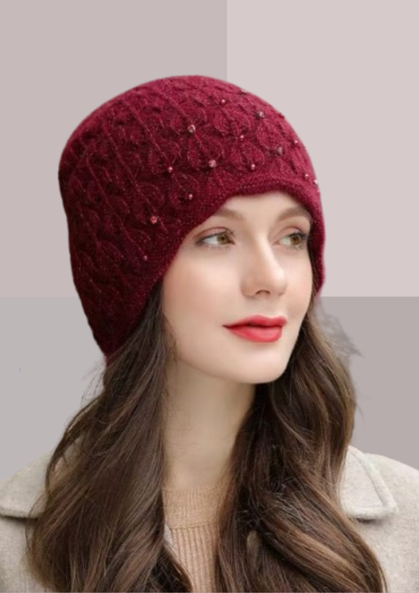 Bonnet chaud rétro bordeaux | Cap-Chapeau