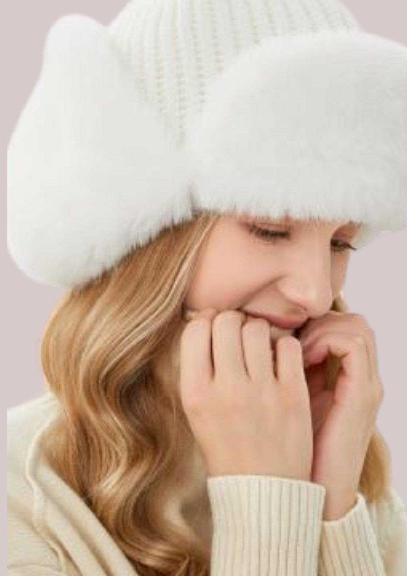 Bonnet femme élégant blanc fourrure | Cap-Chapeau