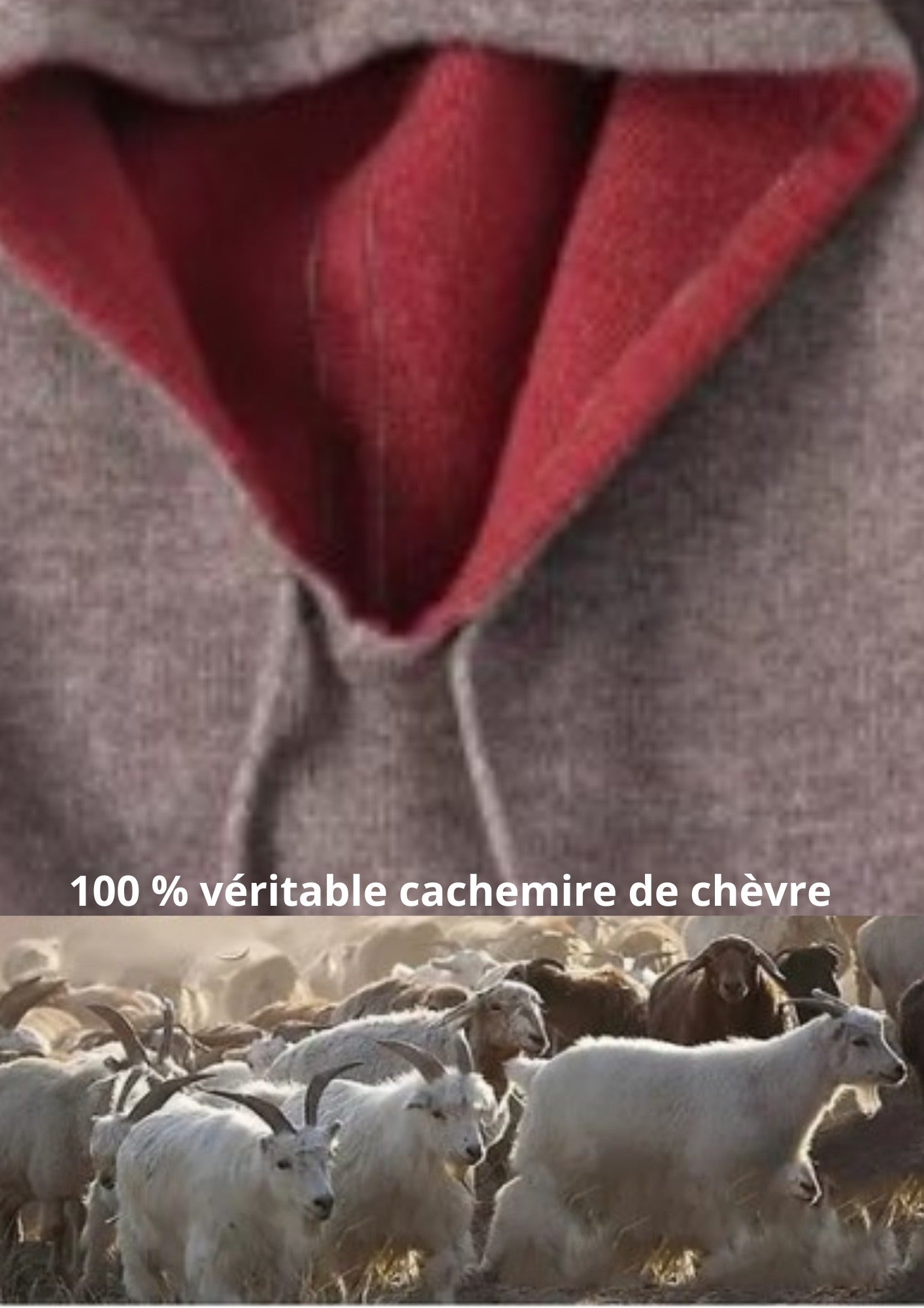 Cagoule capuche - Capuche amovible femme rouge et beige | Cap-Chapeau