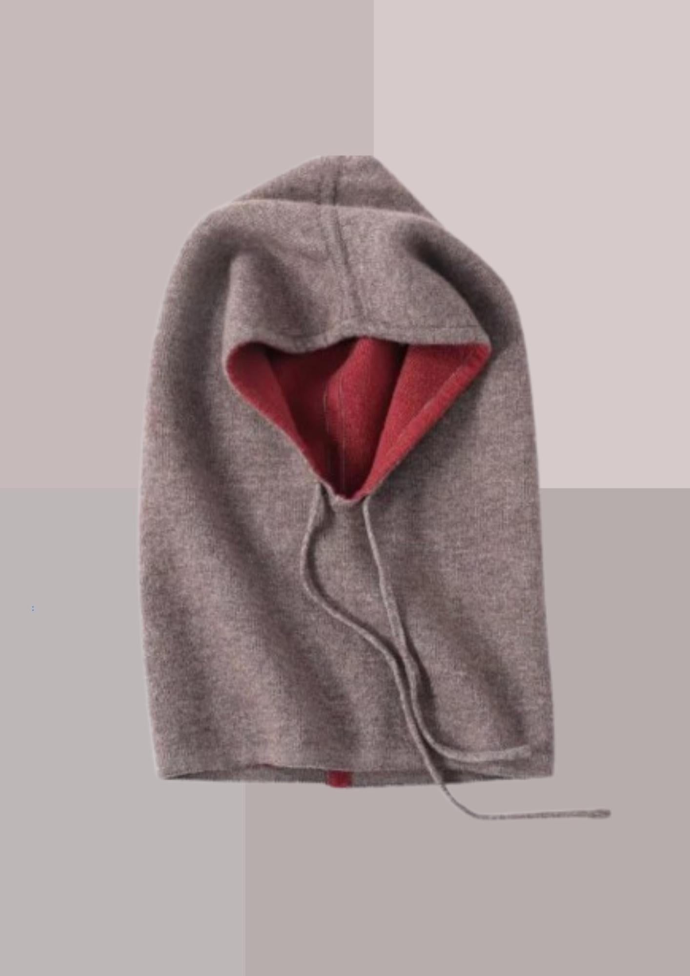 Cagoule capuche - Capuche amovible femme marron et rouge | Cap-Chapeau
