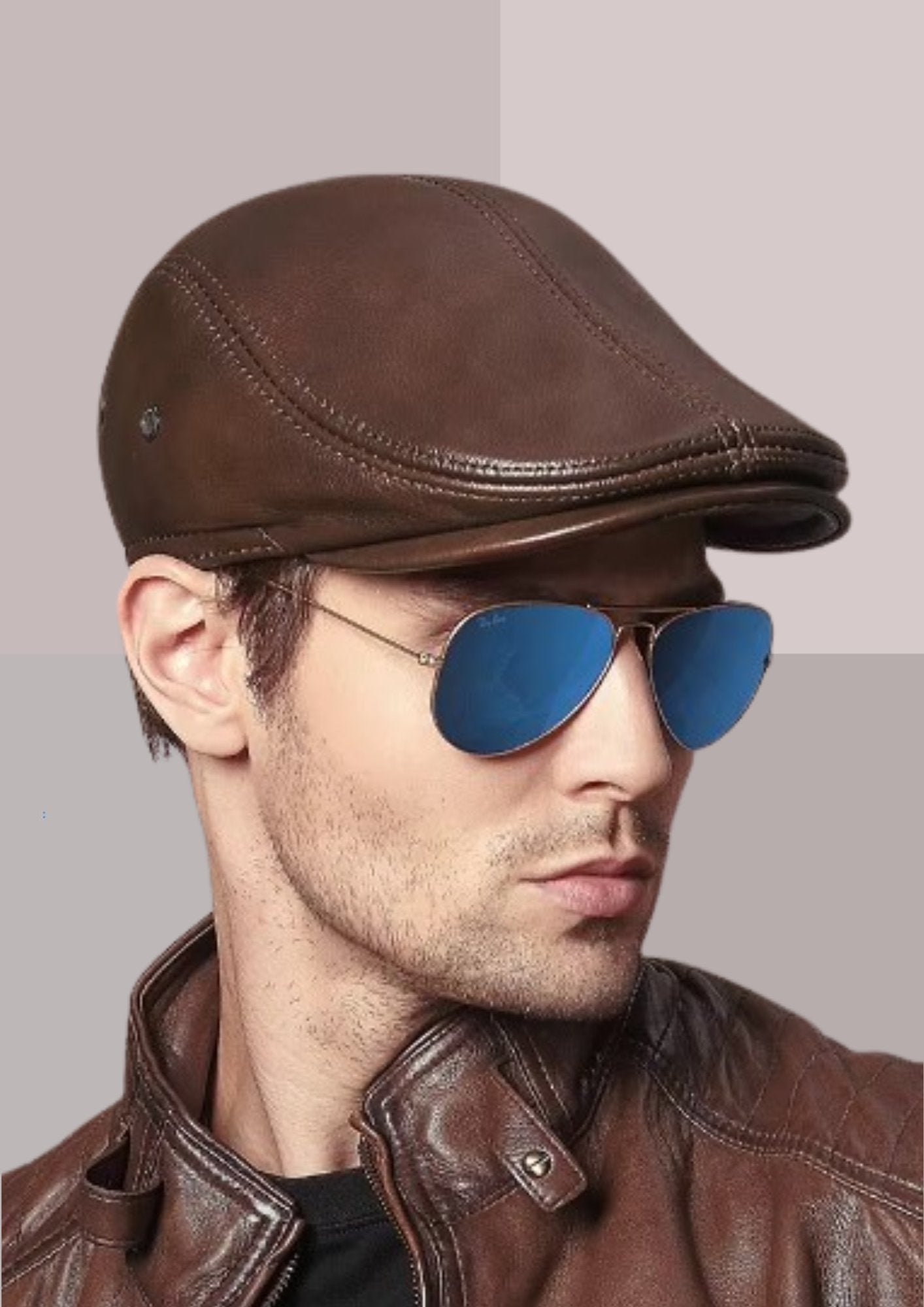 Casquette Plate Hiver Cuir Homme Avec Cache-Oreilles – Style Aviateur Chaleur Max