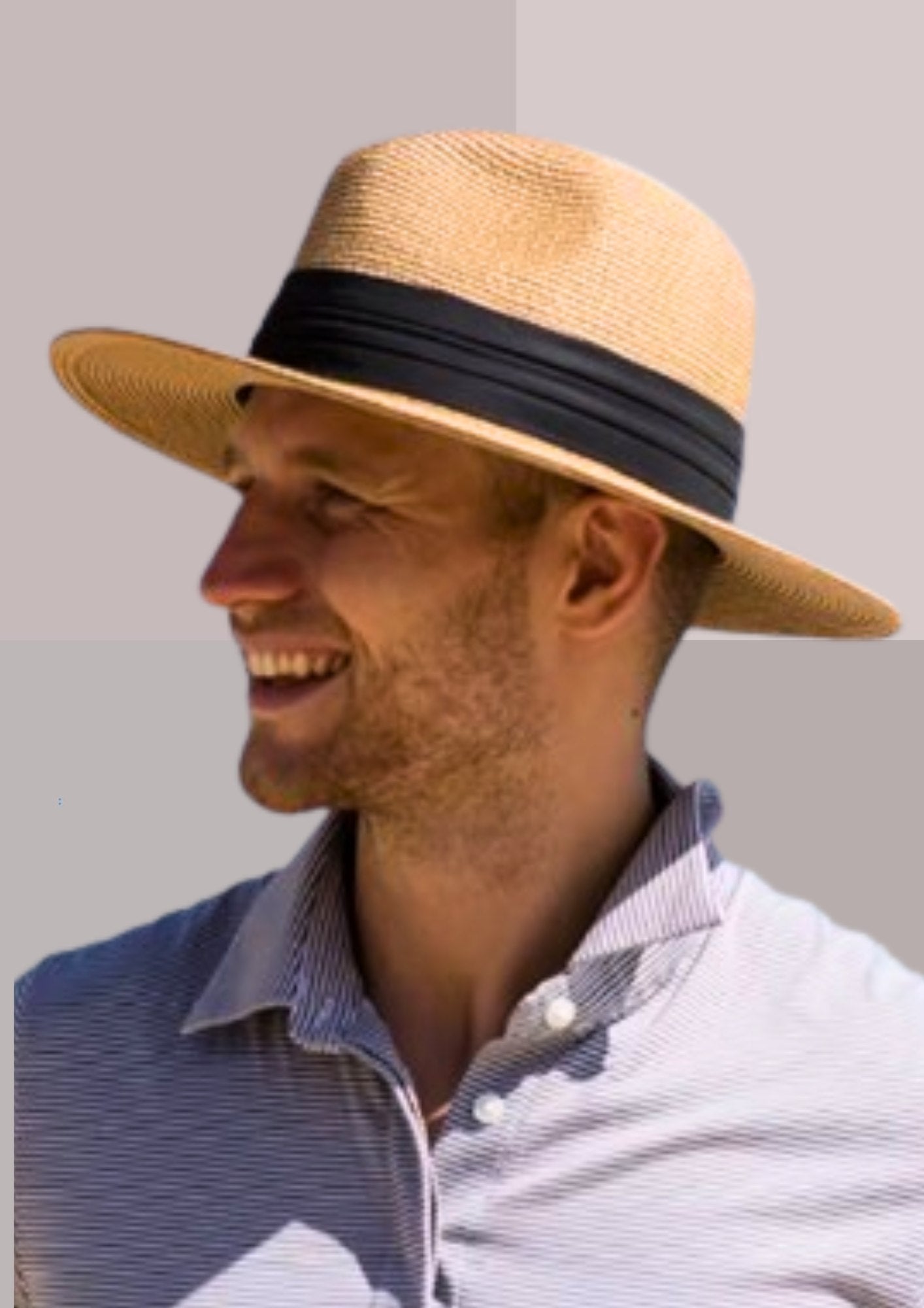 Chapeau de paille pour homme en camel | Cap-chapeau