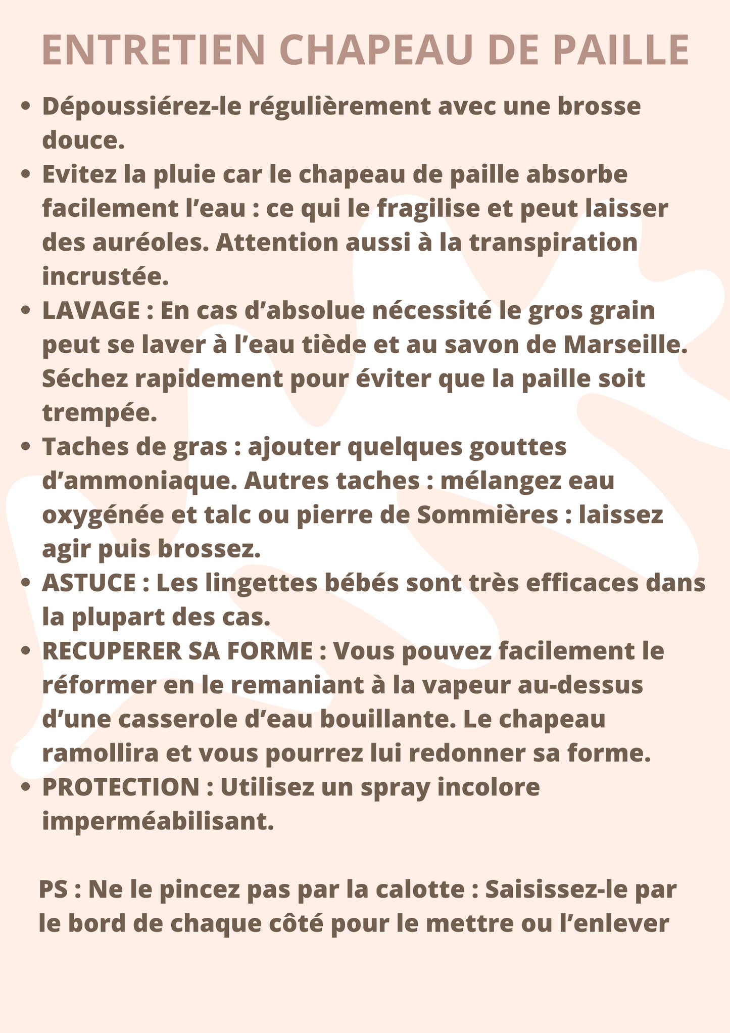 Entretenir un Chapeau de Paille ou de Raphia | Cap-Chapeau