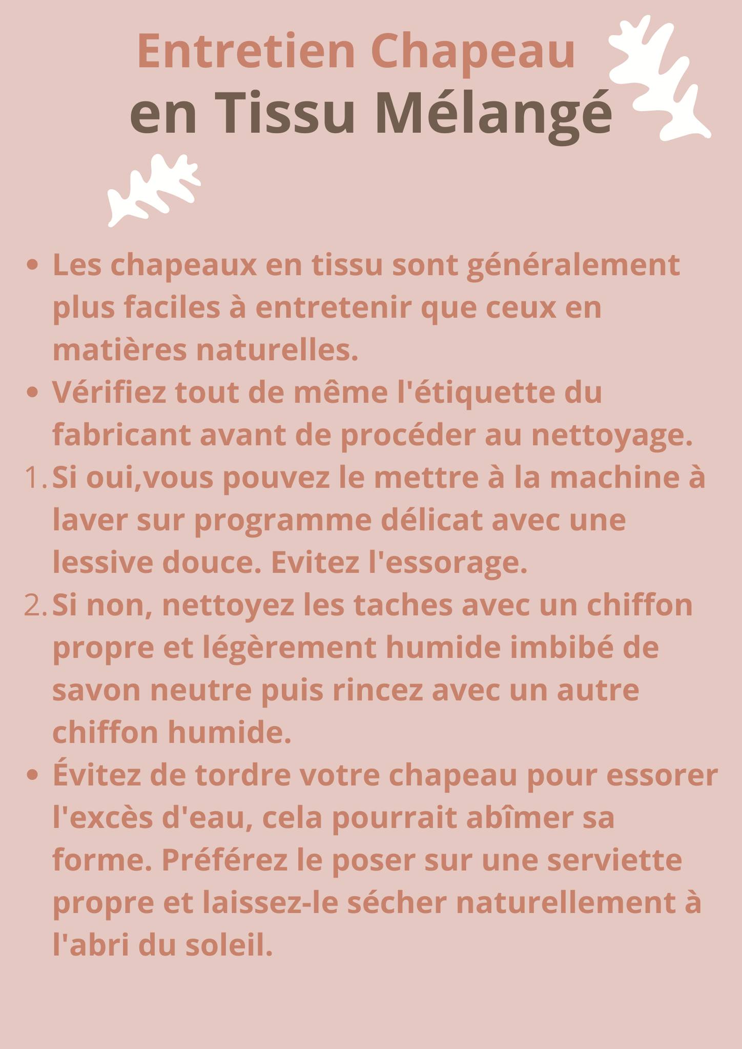 Nettoyer un chapeau en fibres mélangées | Cap-Chapeau