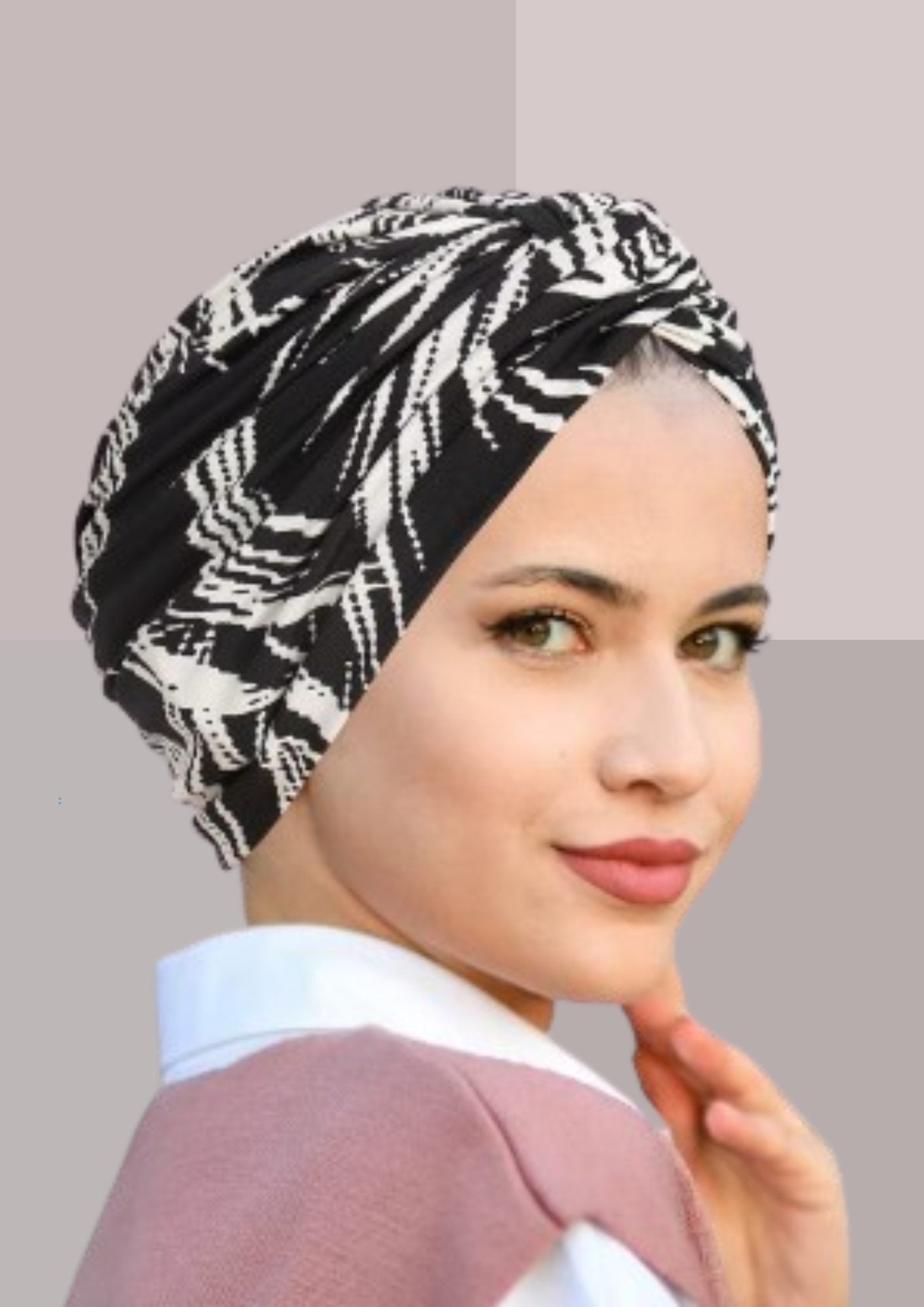 TURBAN FEMME CHIMIO - NOIR ET BLANC