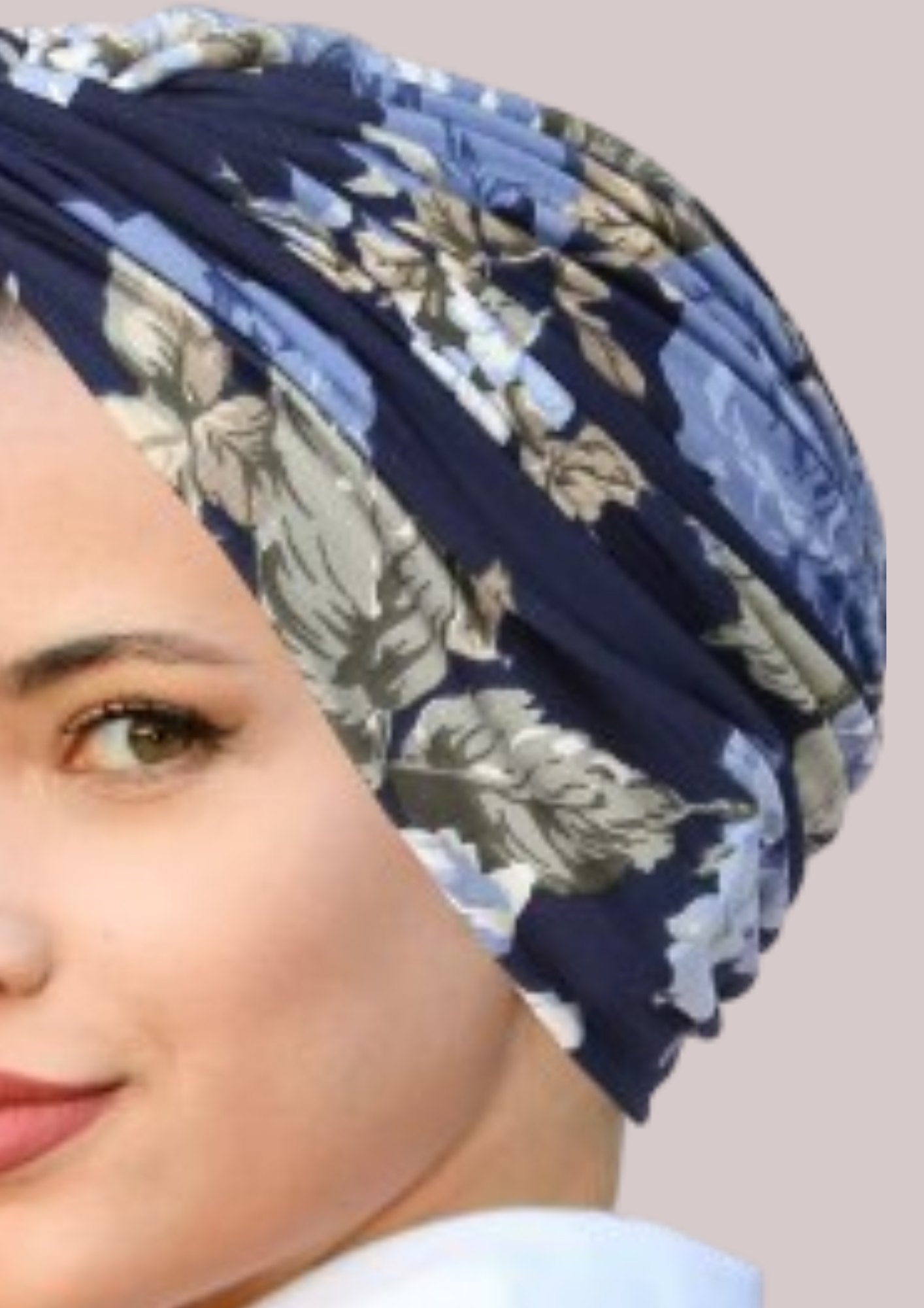 Turban femme chimio bleu a fleurs | Cap-Chapeau