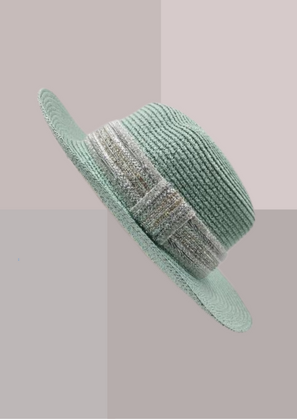 CHAPEAU HABILLE FEMME VERT EAU ET ARGENT