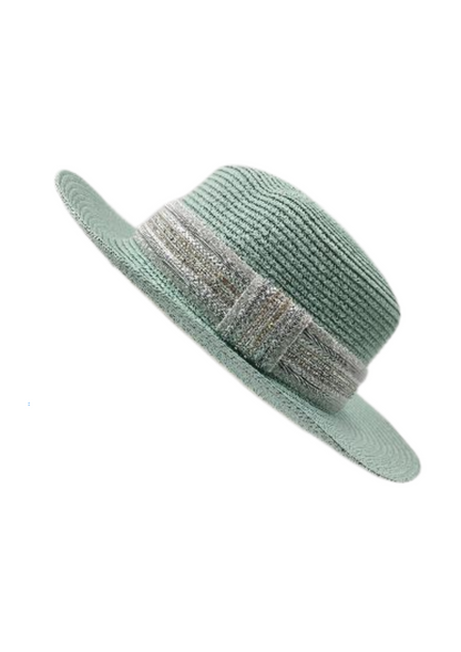 CHAPEAU HABILLE FEMME VERT EAU ET ARGENT