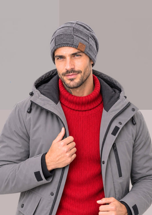 Bonnet maille homme doublé polaire gris fer, chaud et couvrant pour l’hiver | Cap-Chapeau