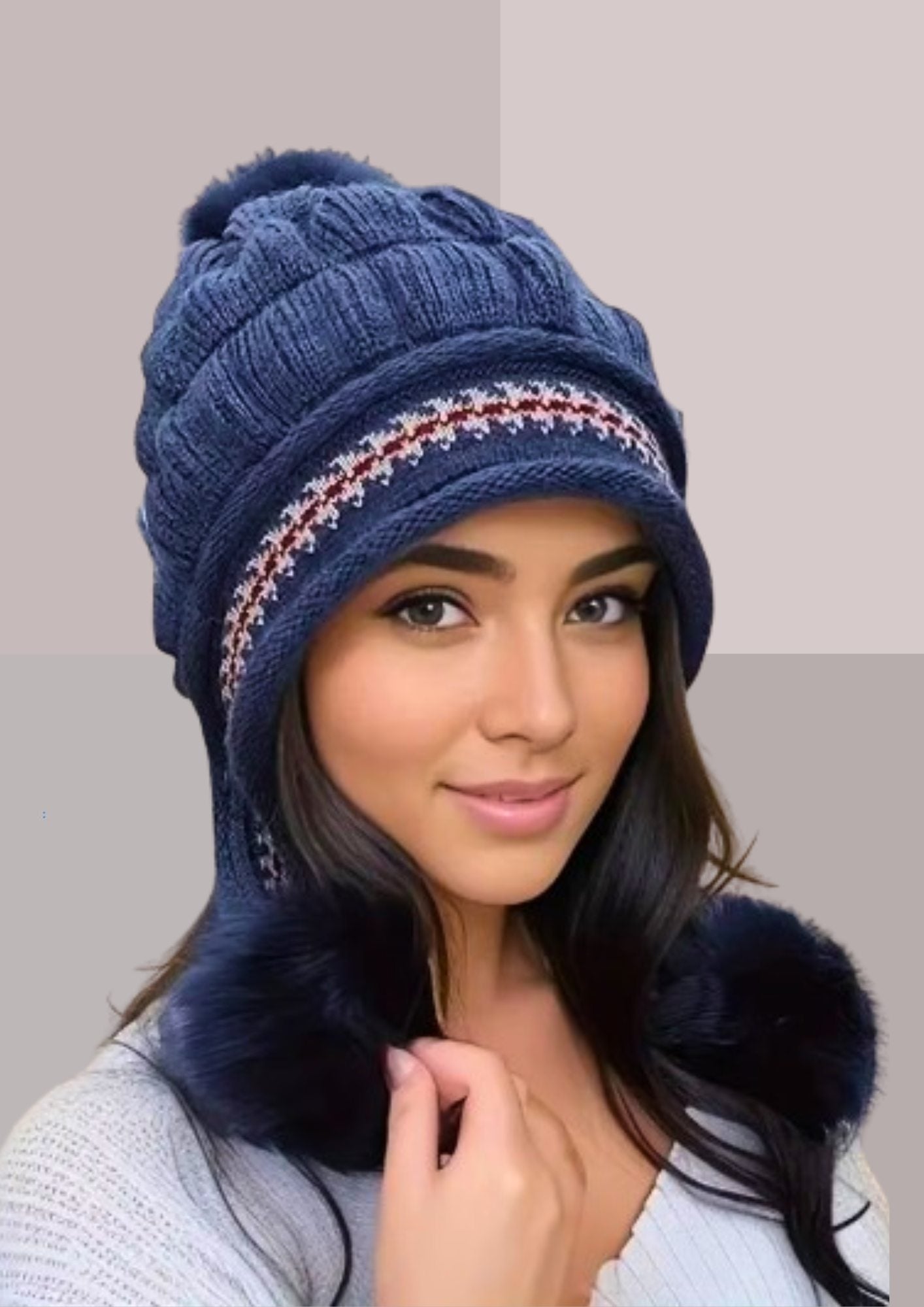 Bonnet pompons bleu | Cap-Chapeau