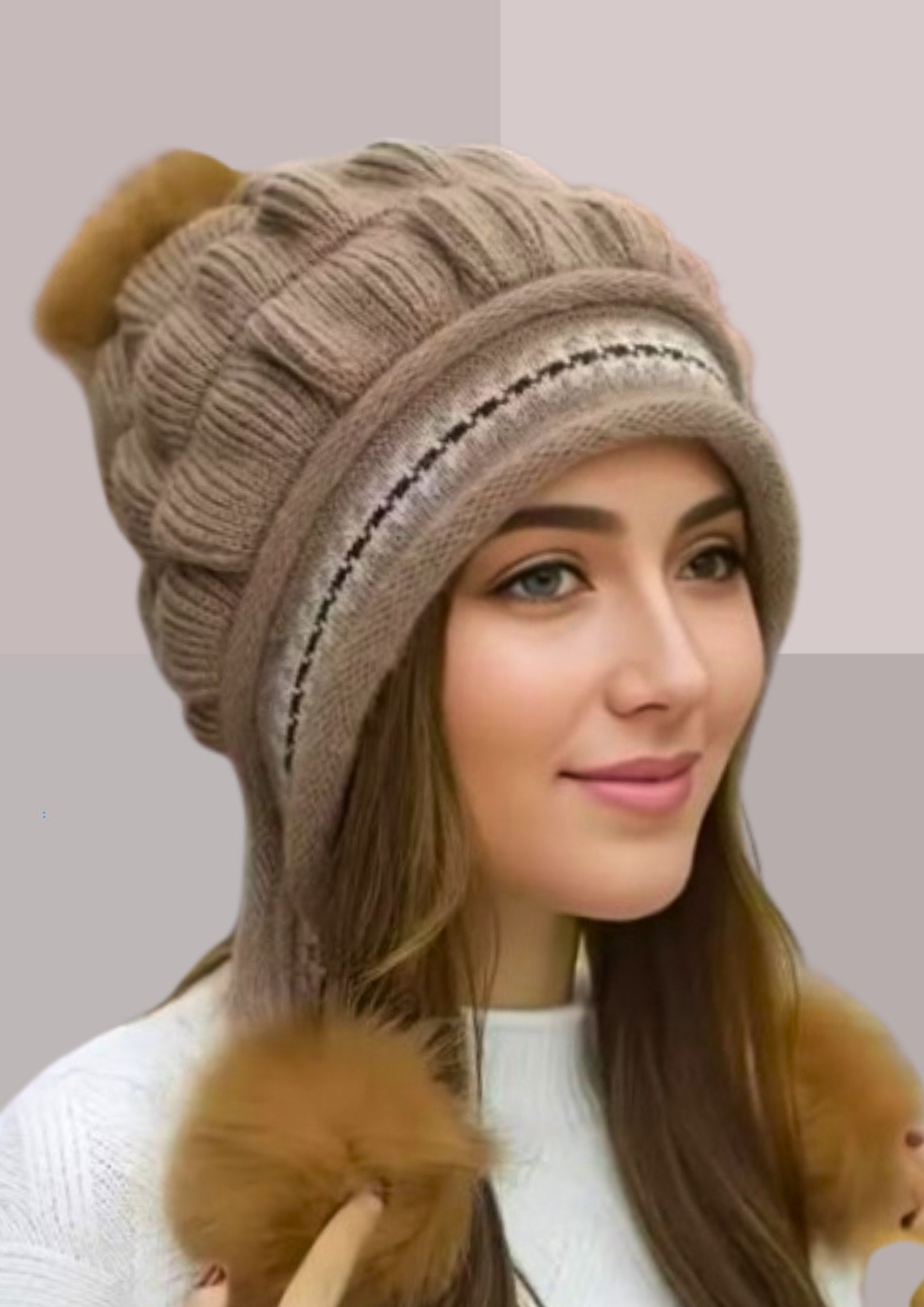 Bonnet pompons marron femme | Cap-Chapeau