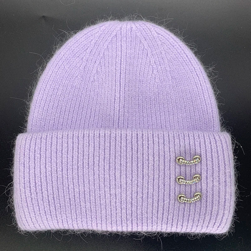 Bonnet femme cachemire mauve | Cap-Chapeau