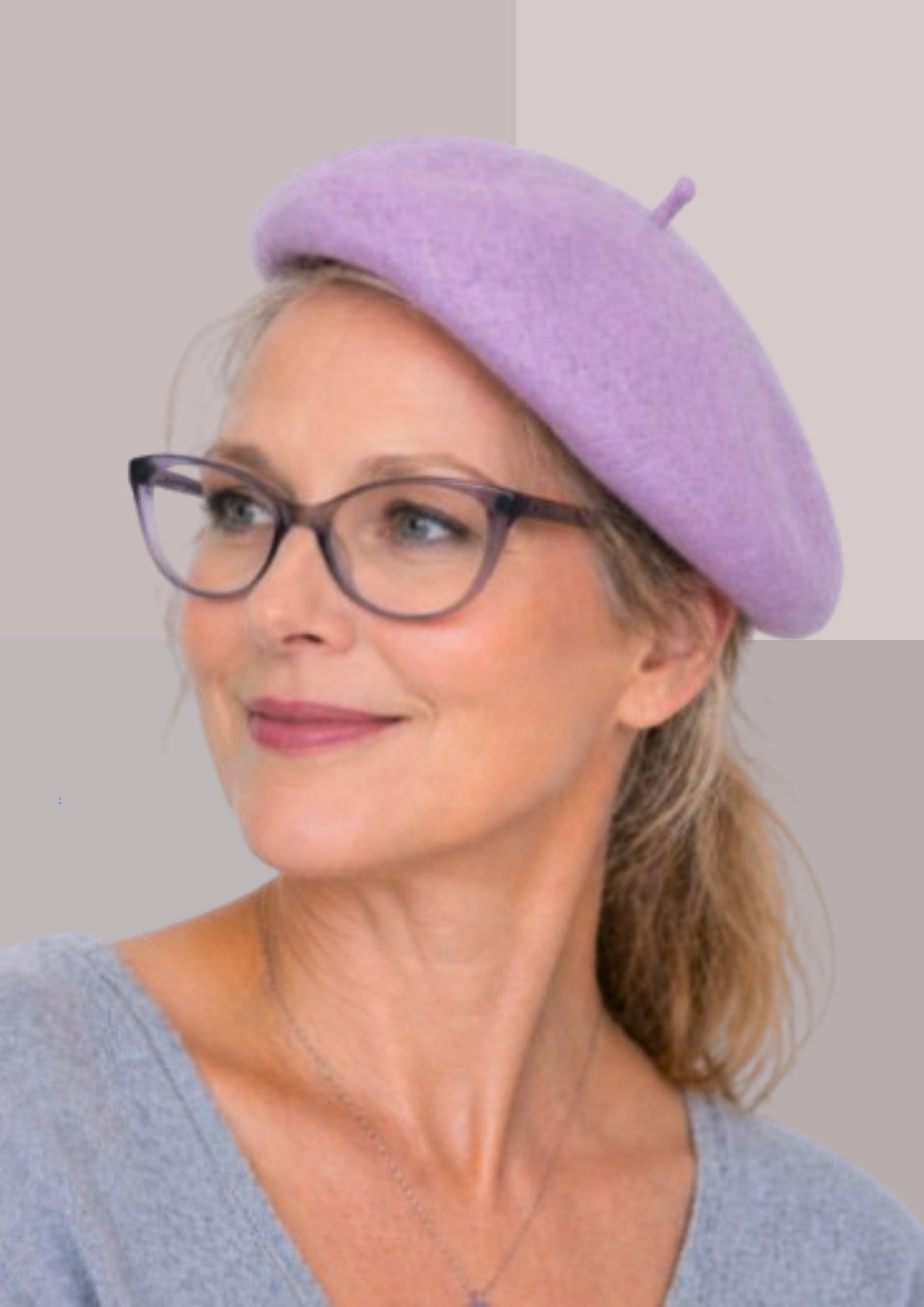 beret basque ou bearnais couleur parme sur jeune femme teint été | Cap-Chapeau