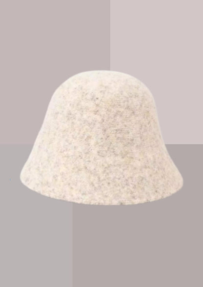 Bob femme chic beige grège chiné, chapeau pour l’hiver à calotte arrondie et bord souple légèrement évasé | Cap-Chapeau
