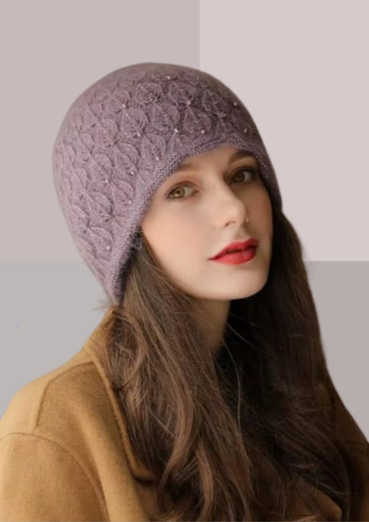 Bonnet chaud parme perles | Cap-Chapeau