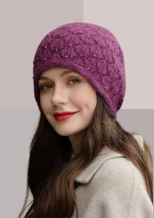 Bonnet chaud femme avec perles | Cap-Chapeau