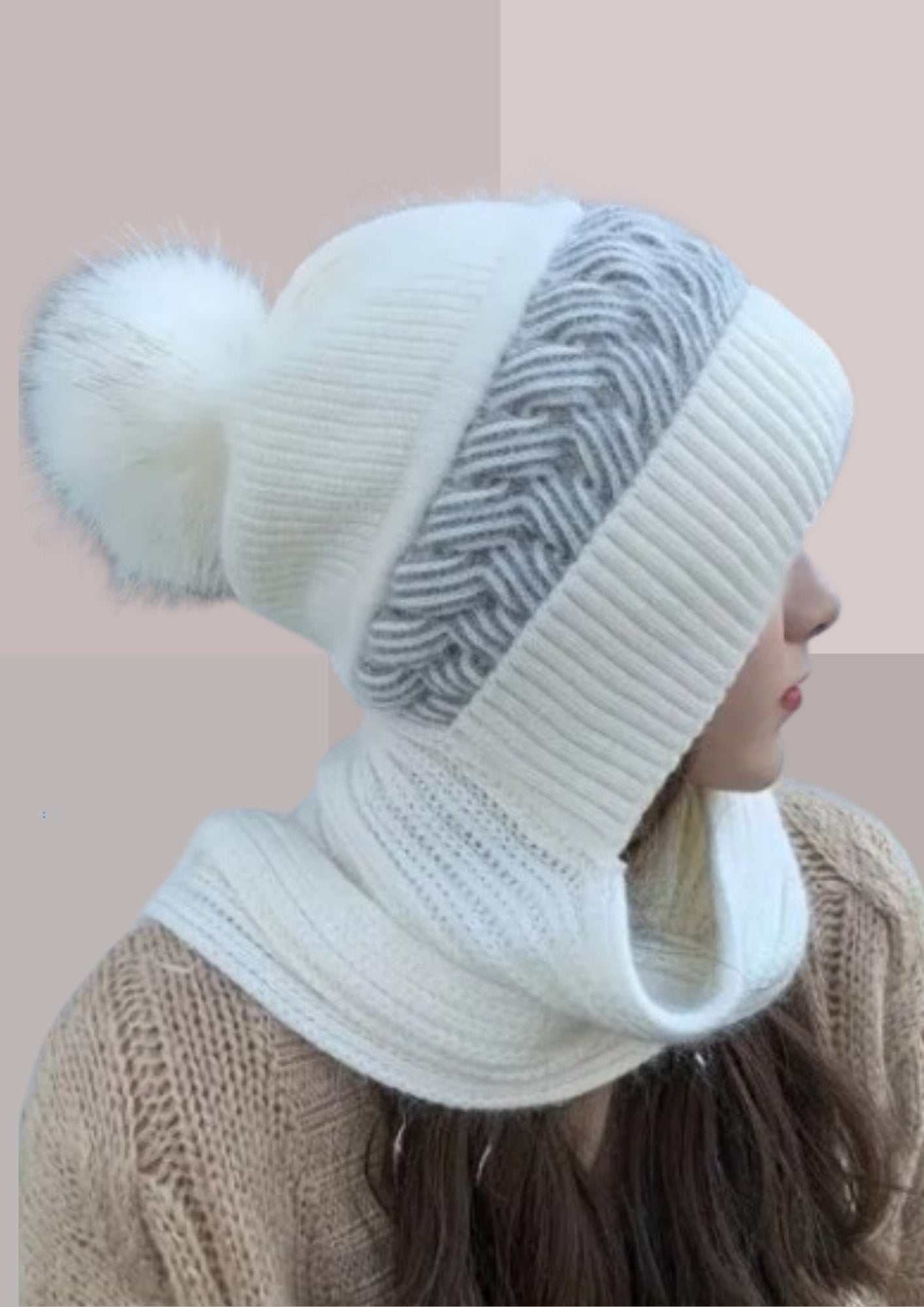 bonnet avec écharpe intégrée femme | Cap-Chapeau