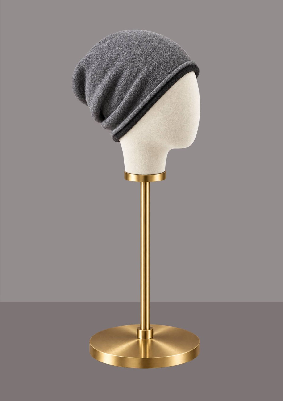 BONNET LAINE MERINOS GRIS ACIER, présenté seul pour apprécier sa forme souple et son bord noir | Cap-Chapeau