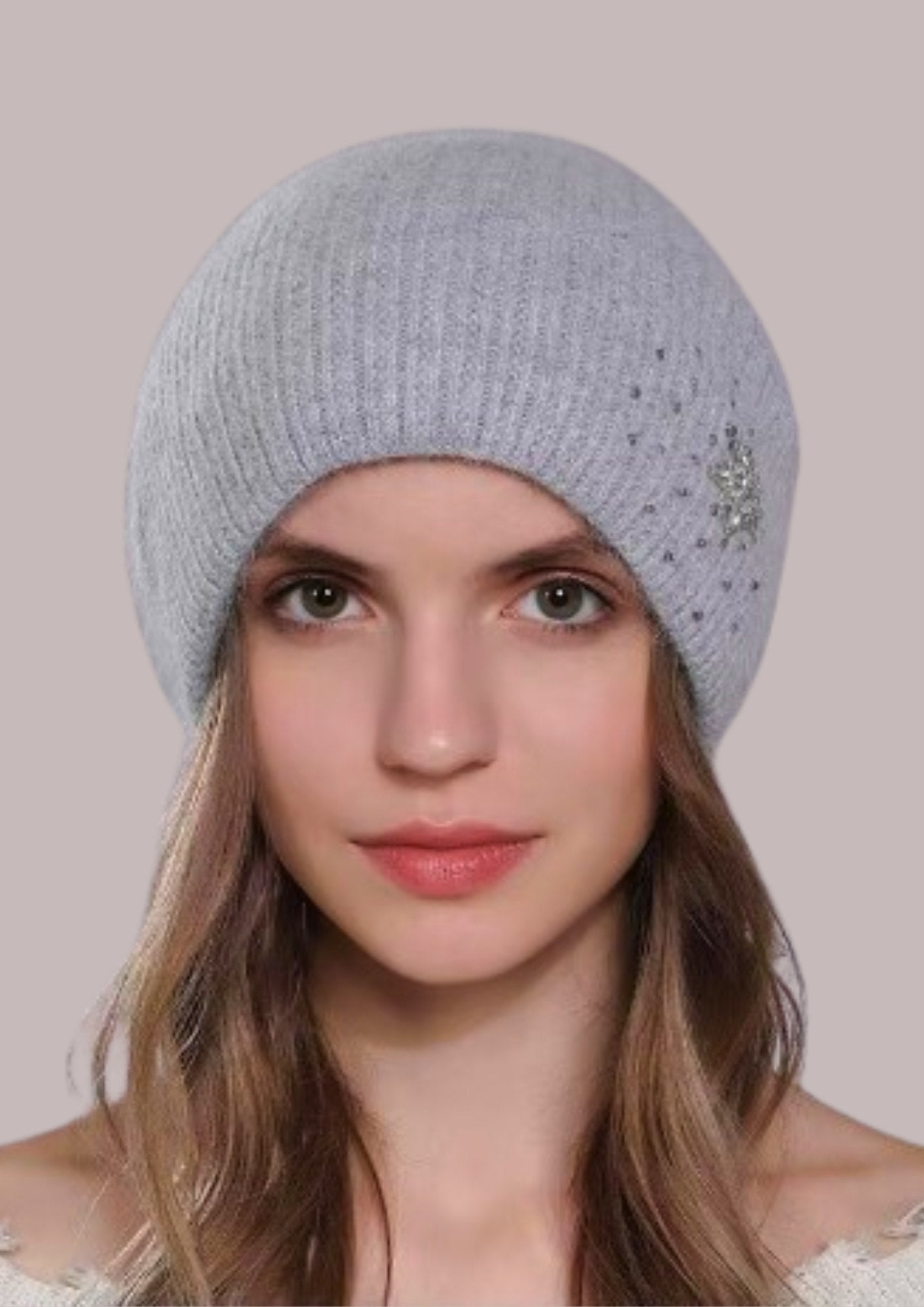 Bonnet gris clair  en cachemire de lapin | Cap-Chapeau