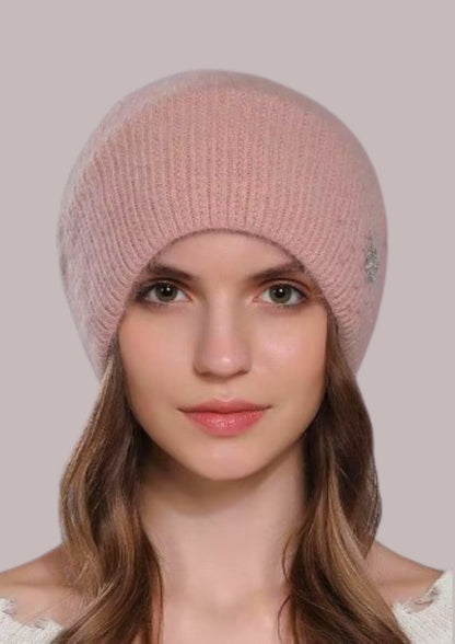 Bonnet rose cachemire  de lapin  | Cap-Chapeau