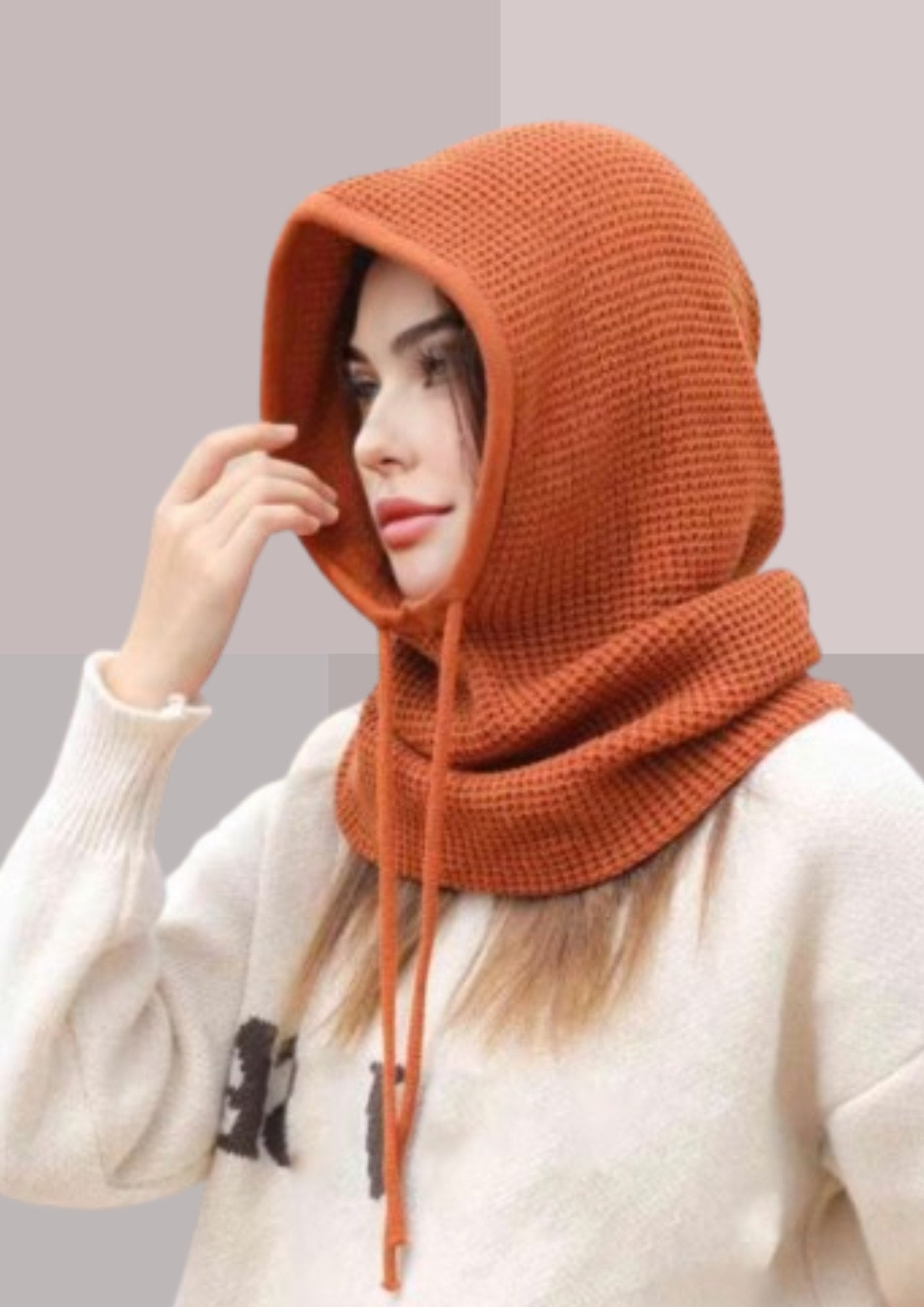 Capuche amovible seule en brun orange | Cap-Chapeau