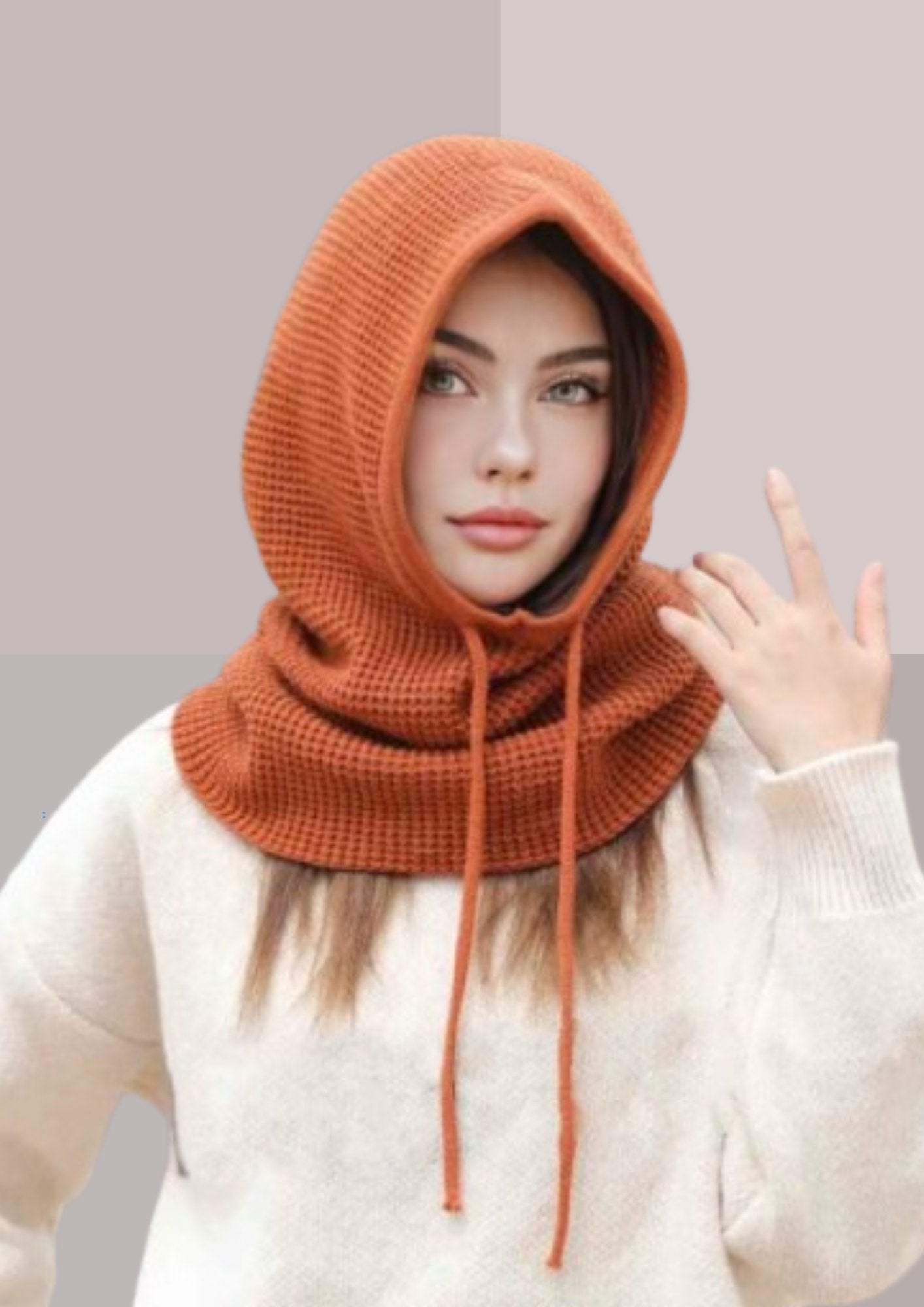 Capuche amovible seule - capuche cagoule femme - brun orange | Cap-Chapeau