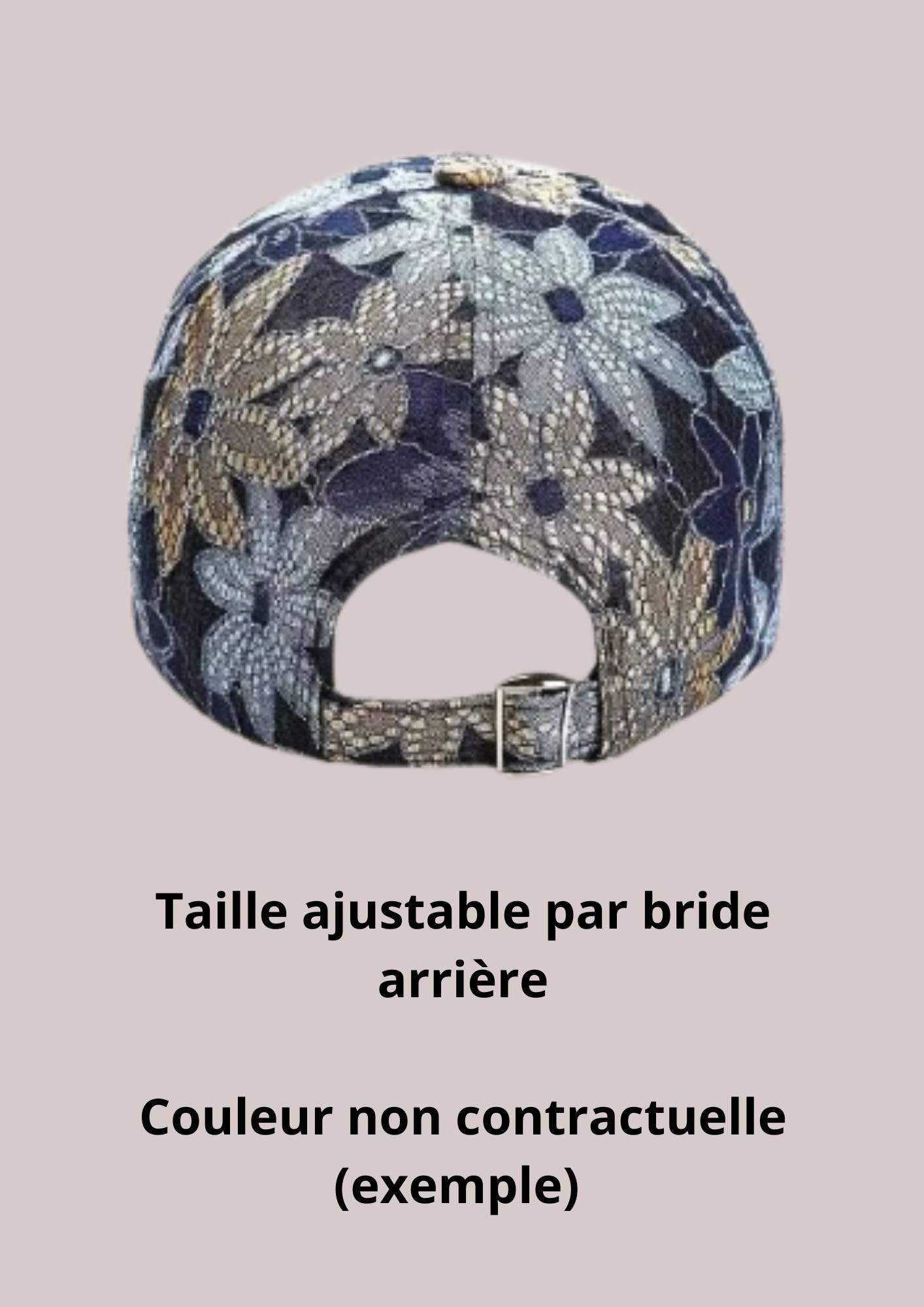 Casquette vintage fleur et dentelle ajustable | Cap-Chapeau