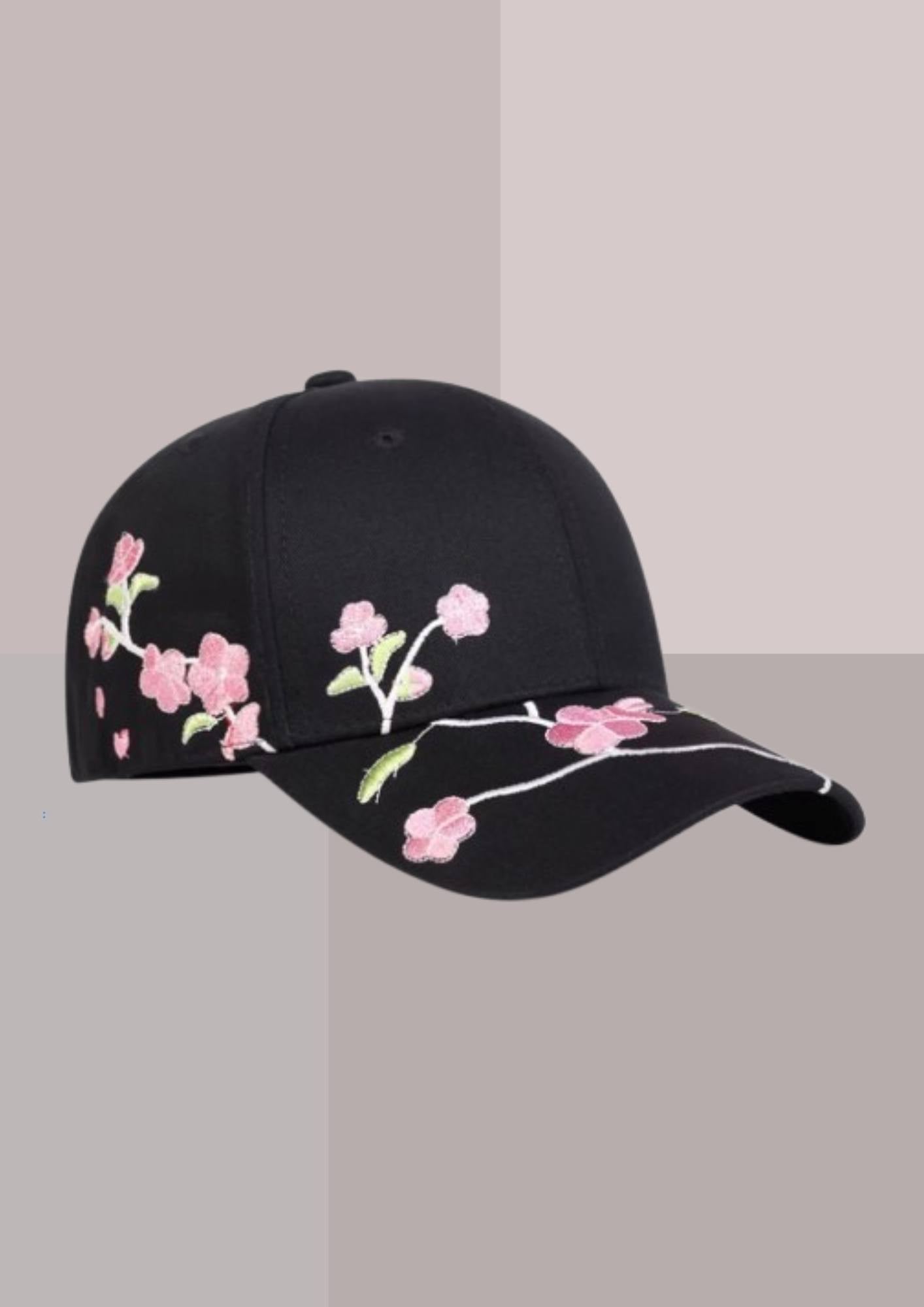 Casquette fleur - noire | Cap-Chapeau