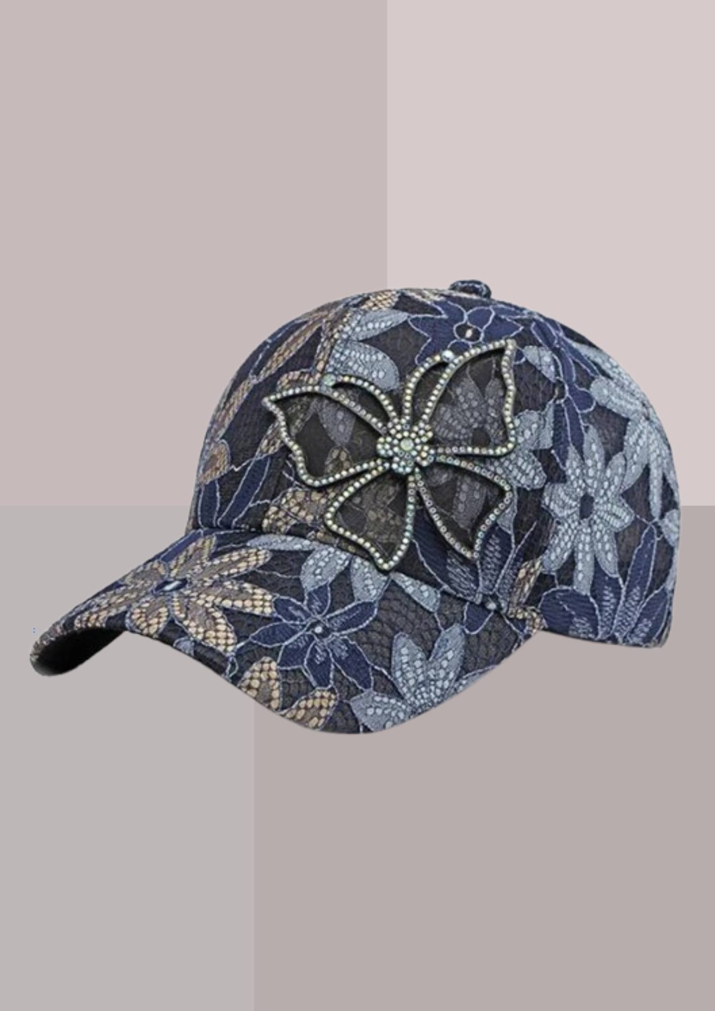 Casquette femme tendance bleu fleur  | Cap-Chapeau