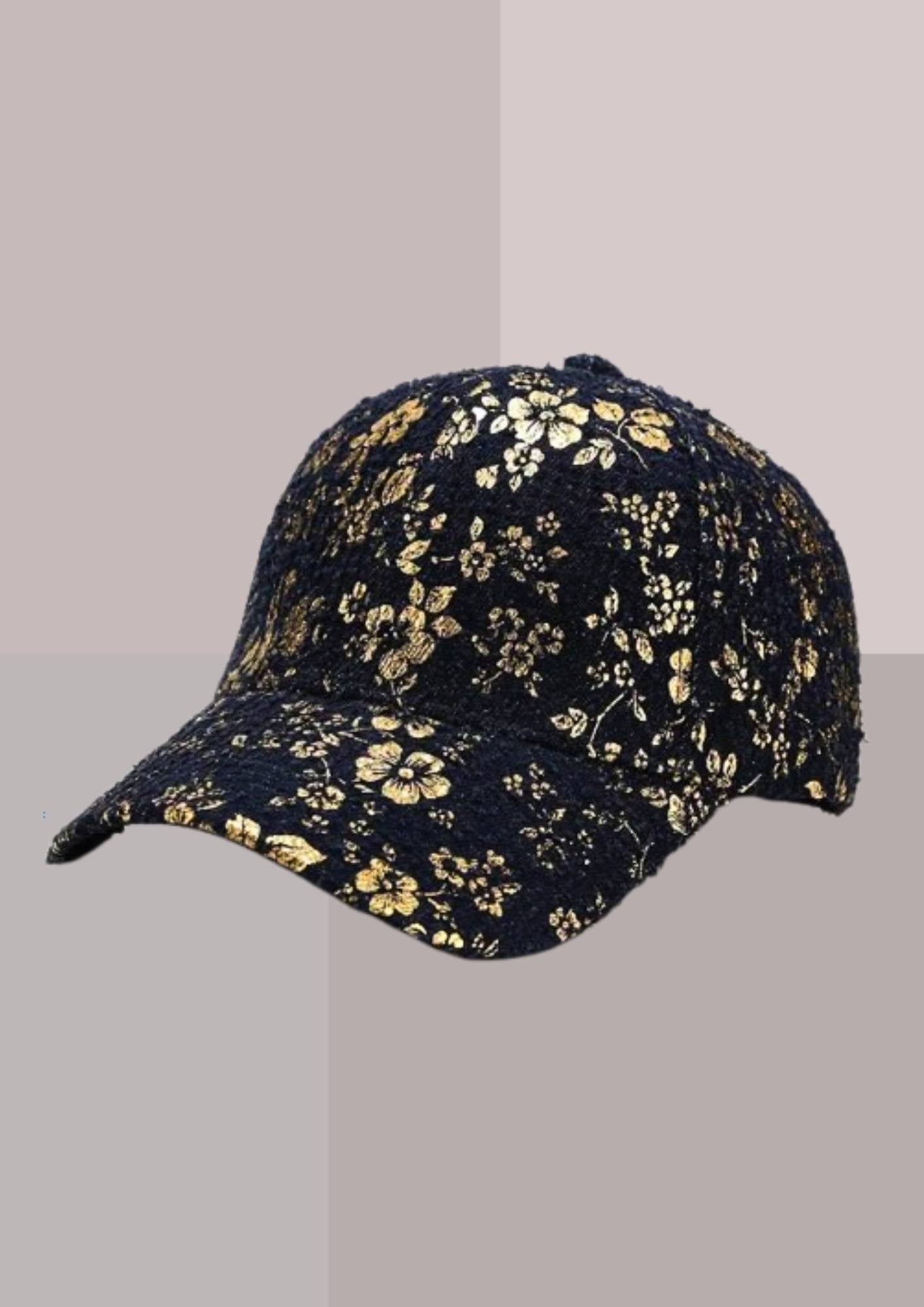 Casquette fleur - noir et or | Cap-Chapeau