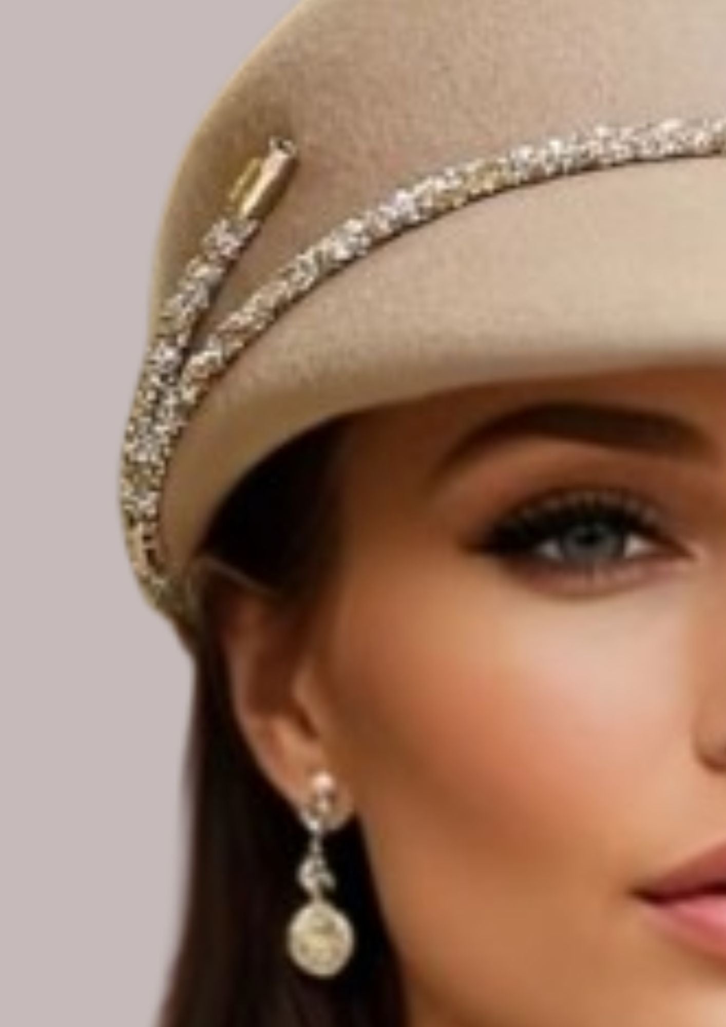 Chapeau chic beige strass | Cap-Chapeau