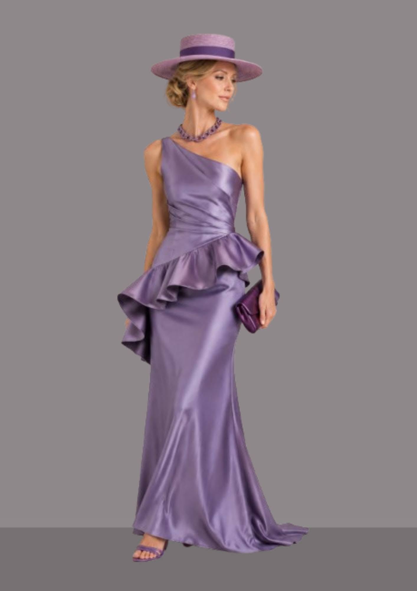 Chapeau femme andalou mauve en paille naturelle pour mariage chic | Cap-Chapeau