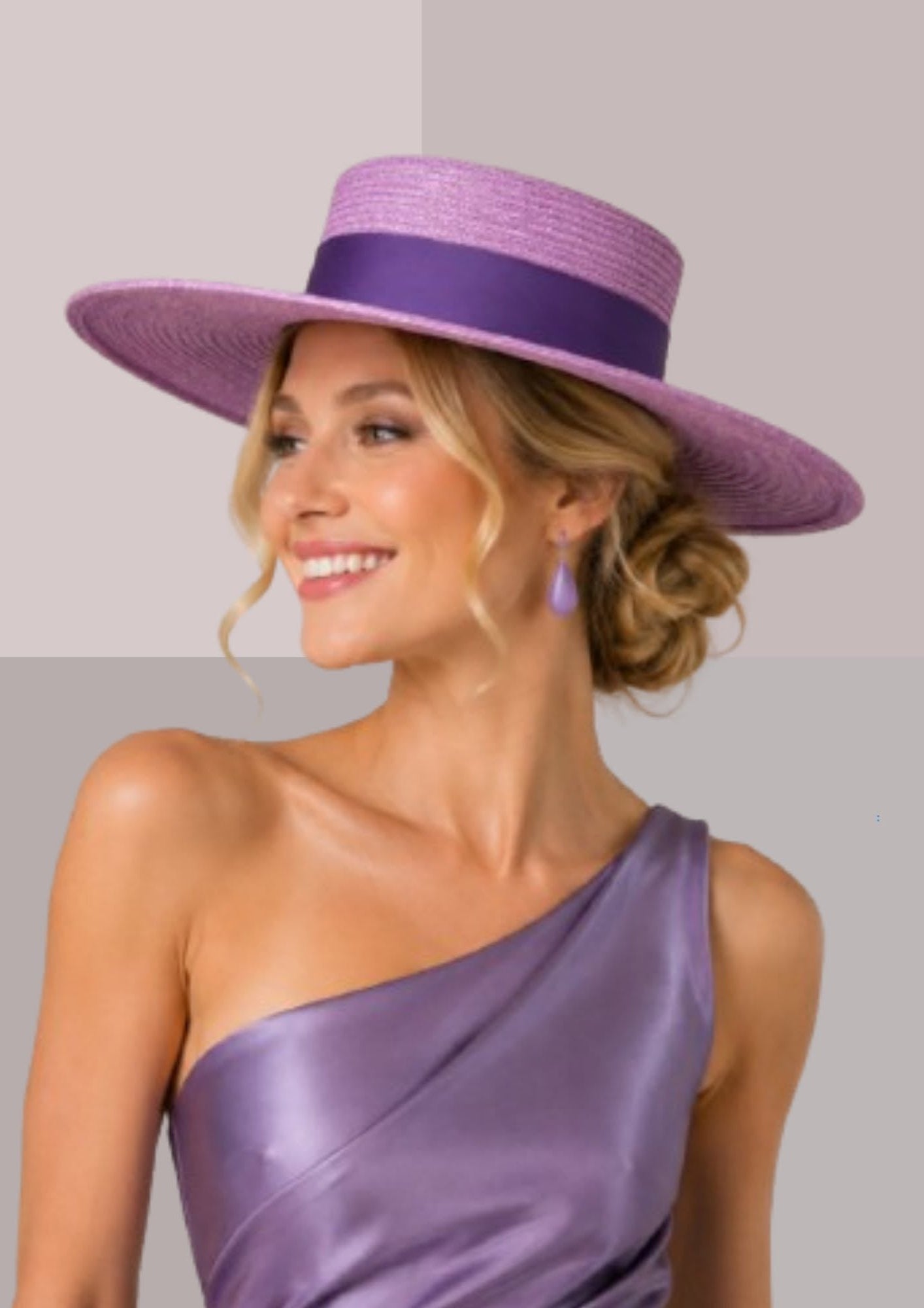 Chapeau andalou mauve pour mariage et cérémonie, authentique canotier sévillan | Cap-Chapeau