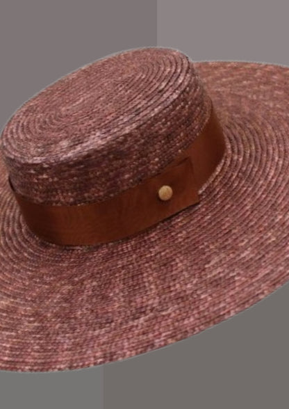 Détail du tressage en paille et du ruban du chapeau andalou femme Chocolat | Cap-Chapeau
