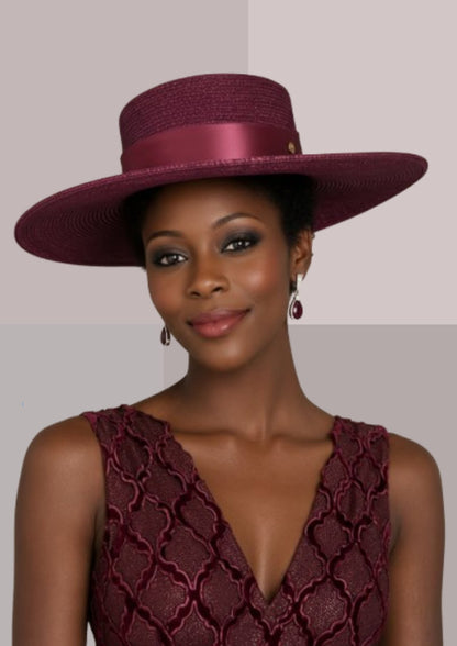 Chapeau andalou femme prune porté de face,  chapeau pour femme été | Cap-Chapeau