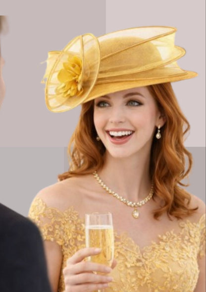 Chapeau ceremonie jaune doré | Cap-Chapeau