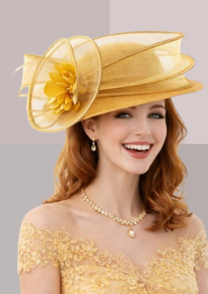 Chapeau cérémonie jaune or | Cap-Chapeau