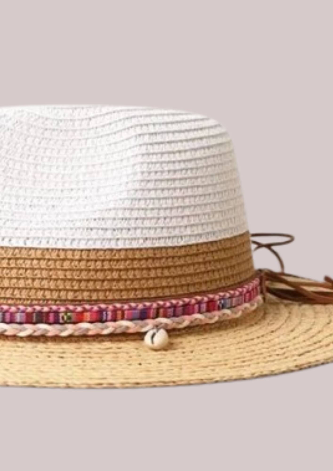 Chapeaux de paille femme rose et blanc | Cap-Chapeau