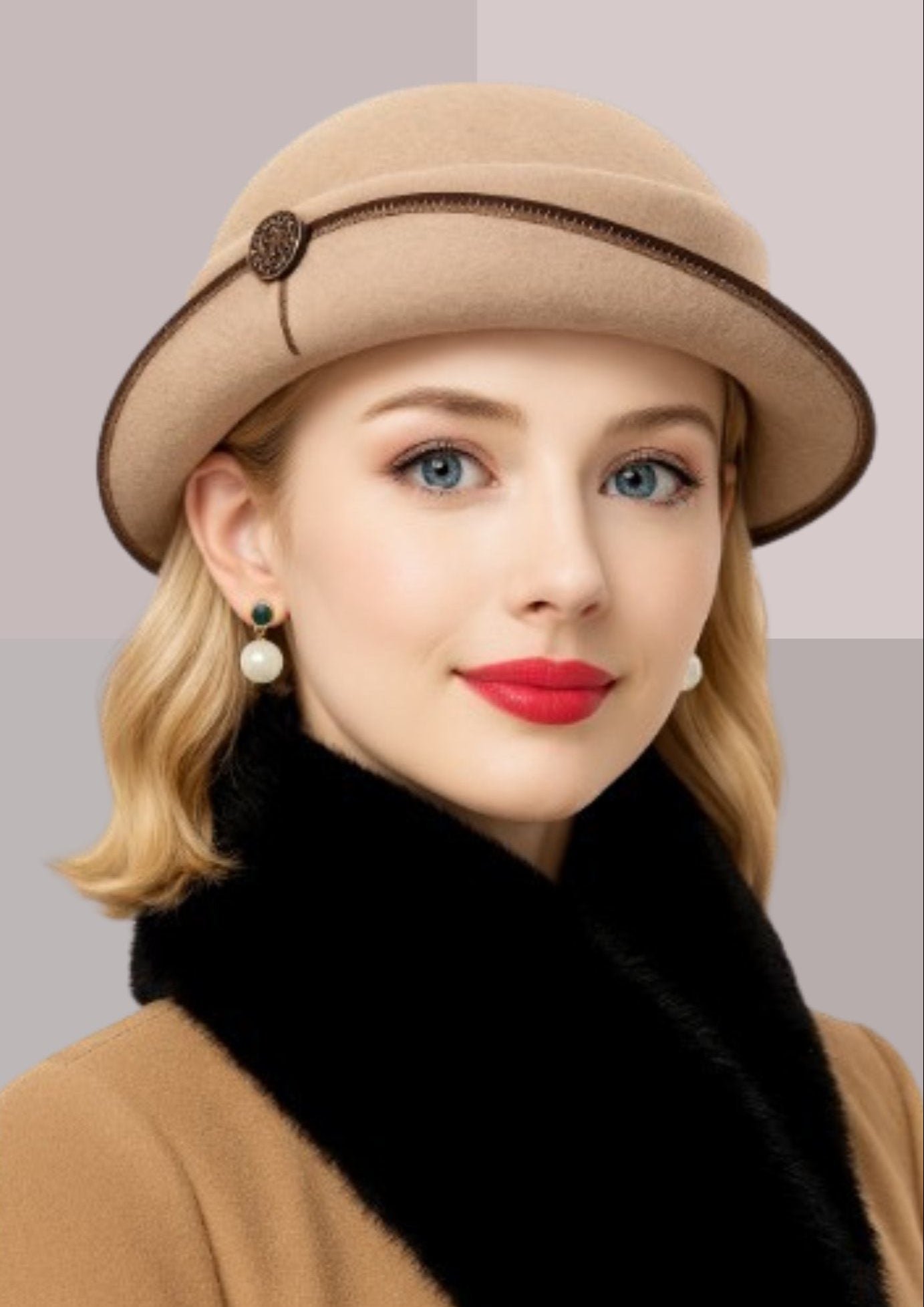 Chapeau en laine femme beige | Cap-Chapeau