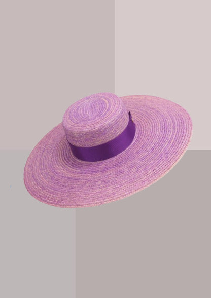 Chapeau espagnol andalou mauve, canotier de cérémonie aux larges bords rigides et à la calotte traditionnelle | Cap-Chapeau