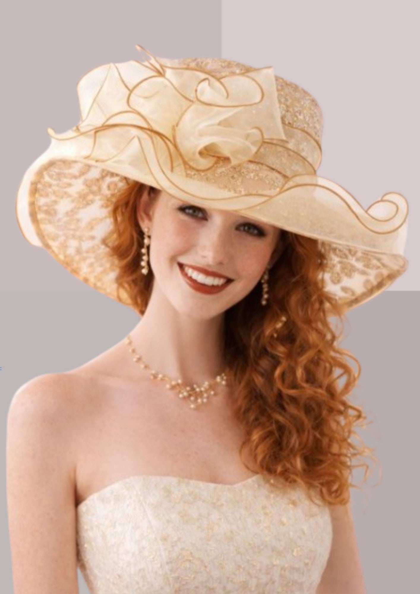 Chapeau femme pour un mariage - beige or | Cap-Chapeau