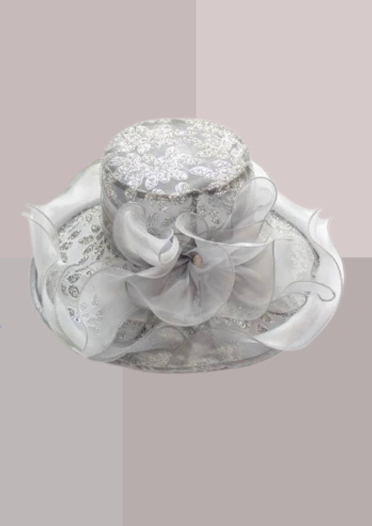 CHAPEAU FEMME POUR UN MARIAGE - GRIS PERLE