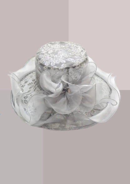 CHAPEAU FEMME POUR UN MARIAGE - GRIS PERLE