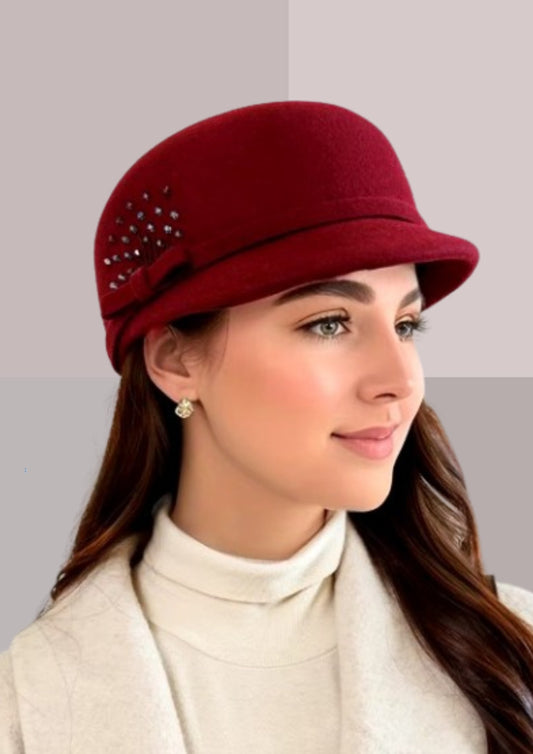 Chapeau en feutre femme rouge foncé | Cap-Chapeau